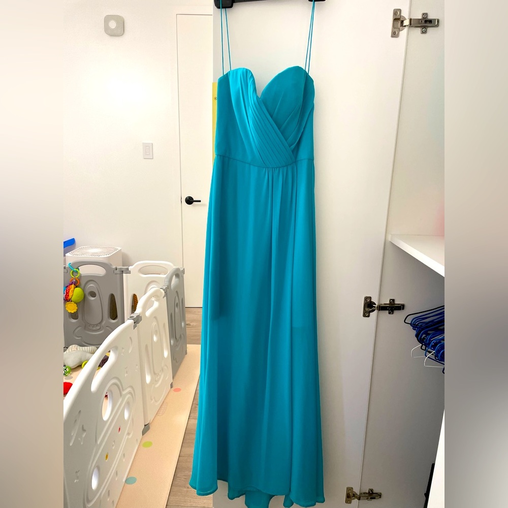 Tube / strap dress chiffon layers (sea blue)